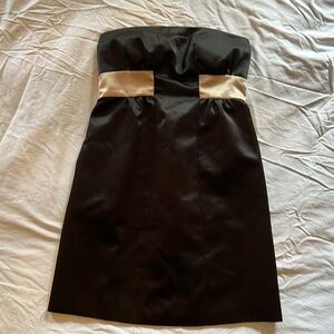 Y2K Black and tan Max and Cleo strapless dress